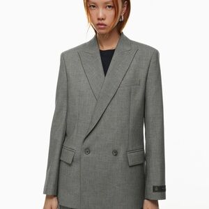 Aritzia Charcoal Grey Double Breasted Blazer